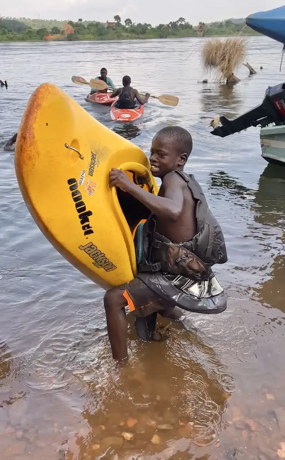 Boy kayaking