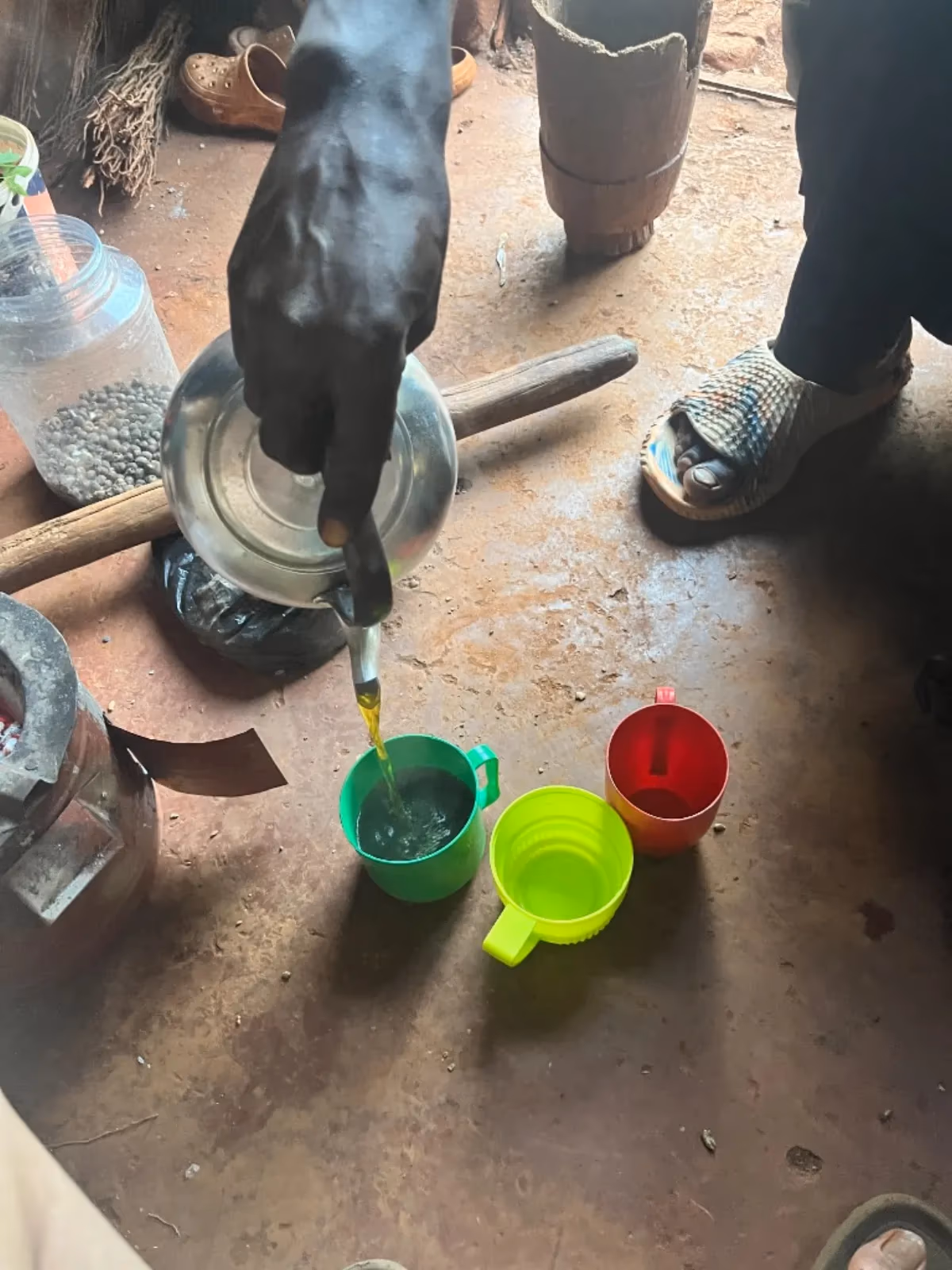 Pouring the authentic herbal tea