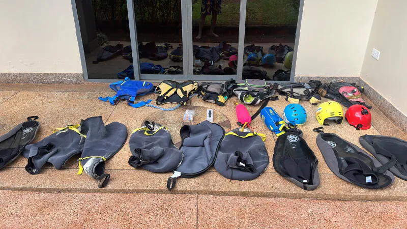 Kayak safety training gear for young paddlers in Uganda