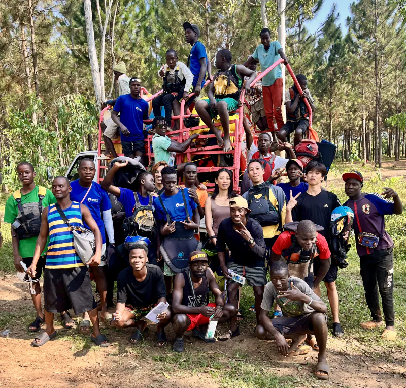 Full team photo of Bujagali Challenge 2025 - Kayak safety training community Nile river